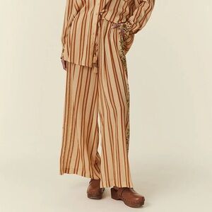 Free People x Spell Impala Lily Orange and Green Stripe Floral Pants XS